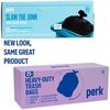 image:imagePERK Clear 10 Gallon Kitchen Trash Bag 24inch x 24inch High Density 036 mil 300 BagsBox45 Gallon