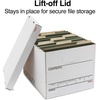 image:imageSTAPLES Storage amp Filing Box HeavyDuty with Handles amp Removable Lid Letter amp Legal Size Documents Stackable 4Pack WhiteGray10 Pack