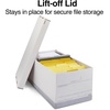 image:imageSTAPLES Storage amp Filing Box HeavyDuty with Handles amp Removable Lid Letter amp Legal Size Documents Stackable 4Pack WhiteGray12 Pack