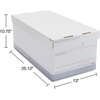 image:imageSTAPLES Storage amp Filing Box HeavyDuty with Handles amp Removable Lid Letter amp Legal Size Documents Stackable 4Pack WhiteGray12 Pack