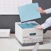 image:imageSTAPLES Storage amp Filing Box HeavyDuty with Handles amp Removable Lid Letter amp Legal Size Documents Stackable 4Pack WhiteGray12 Pack