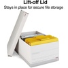 image:imageSTAPLES Storage amp Filing Box HeavyDuty with Handles amp Removable Lid Letter amp Legal Size Documents Stackable 4Pack WhiteGray12 Pack