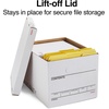 image:imageSTAPLES Storage amp Filing Box HeavyDuty with Handles amp Removable Lid Letter amp Legal Size Documents Stackable 4Pack WhiteGray20 Pack
