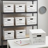 image:imageSTAPLES Storage amp Filing Box HeavyDuty with Handles amp Removable Lid Letter amp Legal Size Documents Stackable 4Pack WhiteGray20 Pack