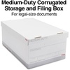 image:imageSTAPLES Storage amp Filing Box HeavyDuty with Handles amp Removable Lid Letter amp Legal Size Documents Stackable 4Pack WhiteGray4 Pack