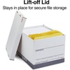 image:imageSTAPLES Storage amp Filing Box HeavyDuty with Handles amp Removable Lid Letter amp Legal Size Documents Stackable 4Pack WhiteGray4 Pack