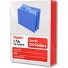 image:imageStaples File Folders Letter Size 13Cut Tabs Assorted Colors Durable 105Point Paper Stock 100PackBlue