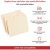 image:imageStaples File Folders Letter Size 13Cut Tabs Assorted Colors Durable 105Point Paper Stock 100PackManila