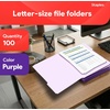 image:imageStaples File Folders Letter Size 13Cut Tabs Assorted Colors Durable 105Point Paper Stock 100PackPurple