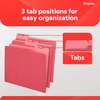 image:imageStaples File Folders Letter Size 13Cut Tabs Assorted Colors Durable 105Point Paper Stock 100PackRed