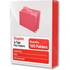 image:imageStaples File Folders Letter Size 13Cut Tabs Assorted Colors Durable 105Point Paper Stock 100PackRed
