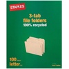 image:imageStaples File Folders Letter Size 13Cut Tabs Assorted Positions Manila Durable Paper Stock 100Pack