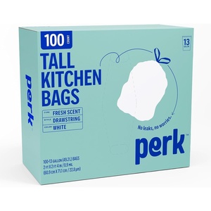 image:imagePERK 13 Gallon Kitchen Trash Bag Low Density 09 Mil100 Pack