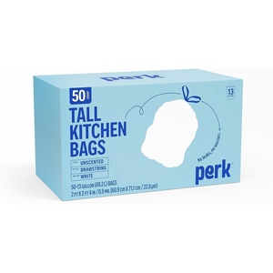 image:imagePERK 13 Gallon Kitchen Trash Bag Low Density 09 Mil50 Pack
