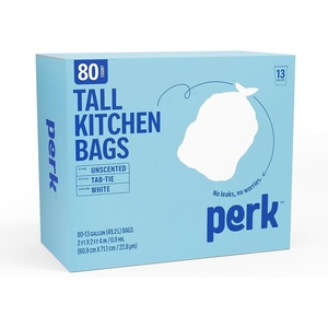 image:imagePERK 13 Gallon Kitchen Trash Bag Low Density 09 Mil80 Pack