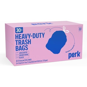 image:imagePERK Clear 10 Gallon Kitchen Trash Bag 24inch x 24inch High Density 036 mil 300 BagsBox33 Gallon