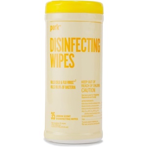 image:imagePerk Disinfecting MultiSurface Cleaning Wipes Lemon amp Fresh Scent 35Count Each Pack of 6 Total 210