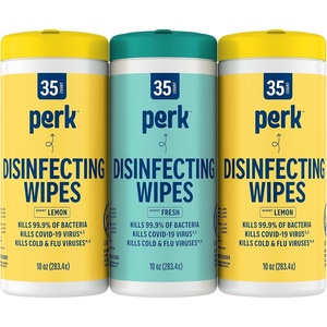 image:imagePerk Disinfecting Wipes Fresh amp Lemon Scent 35 WipesCanister  MultiSurface Cleaning Wipes for Home Office amp Classroom