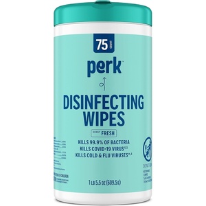 image:imagePerk Disinfecting Wipes Lemon Scent 75 WipesCanister 6 Pack  MultiSurface Cleaning Wipes for Home Office amp Classroom1 Pack
