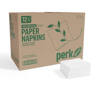 image:imagePerk Eco Recycled Lunch Napkin 1ply White 400 NapkinsPack 12 PacksCarton12 Pack