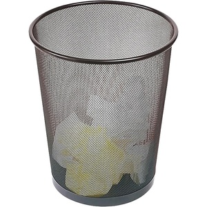 image:imageSTAPLES Indoor Black Trash Can Without Lid Steel Mesh 5 Gallon Capacity