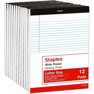 image:imageSTAPLES Legal Pads 85 x 11 Wide Ruled Perforated 50 SheetsPad 12PackNotepads 12 Pack