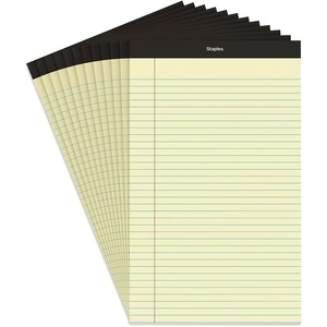 image:imageSTAPLES Legal Pads 85 x 14 Wide Ruled 50 SheetsPad 12PackYellow