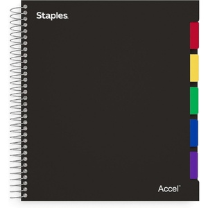 image:imageSTAPLES Premium 5Subject Notebook 85 x 11 College Ruled 150 Sheets Black 3Pack