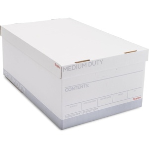 image:imageSTAPLES Storage amp Filing Box HeavyDuty with Handles amp Removable Lid Letter amp Legal Size Documents Stackable 4Pack WhiteGray12 Pack