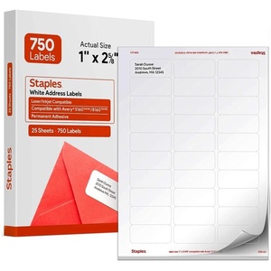 image:imageStaples 1 x 258 Address Labels White  EasyPeel Printable Laser amp Inkjet Mailing Labels 30 Labels per Sheet 100Pack750 Labels