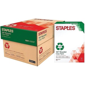 image:imageStaples 100 Recycled 85Inch x 11Inch Copy Paper 20 lbs 92B 500Ream 10 ReamCount For Office School amp Home100 Recycled