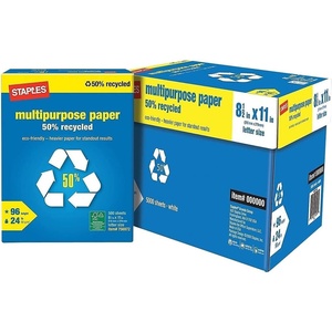 image:imageStaples 100 Recycled 85Inch x 11Inch Copy Paper 20 lbs 92B 500Ream 10 ReamCount For Office School amp Home50 Recycled