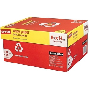 image:imageStaples 30 Recycled Copy Paper 8 12 x 11 Case For Office School amp Home85 x 14
