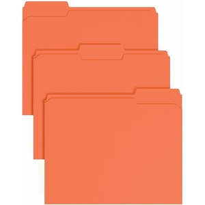 image:imageStaples File Folders Letter Size 13Cut Tabs Assorted Colors Durable 105Point Paper Stock 100PackTangerine