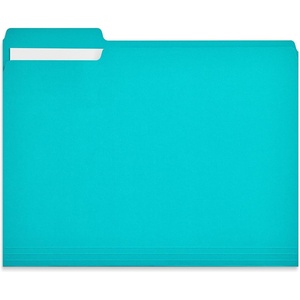 image:imageStaples File Folders Letter Size 13Cut Tabs Assorted Colors Durable 105Point Paper Stock 100PackTeal