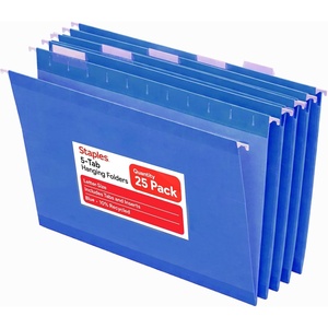 image:imageStaples Hanging File Folders Letter Size Purple 15Cut Tabs TearResistant Includes Tabs amp Inserts  25PackBlue