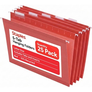 image:imageStaples Hanging File Folders Letter Size Purple 15Cut Tabs TearResistant Includes Tabs amp Inserts  25PackRed