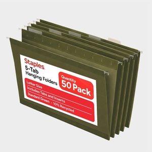 image:imageStaples Hanging File Folders Letter Size Purple 15Cut Tabs TearResistant Includes Tabs amp Inserts  25PackStandard Green