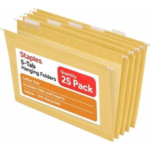 image:imageStaples Hanging File Folders Letter Size Purple 15Cut Tabs TearResistant Includes Tabs amp Inserts  25PackYellow