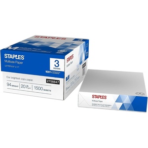 image:imageStaples Multiuse 85Inch X 11Inch Copy Paper 20 Lbs 94 Brightness 500Rm 5 RmCt1 500 Sheets