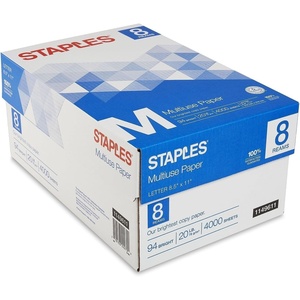 image:imageStaples Multiuse 85Inch X 11Inch Copy Paper 20 Lbs 94 Brightness 500Rm 5 RmCt4 000 Sheets