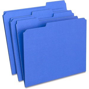image:imageStaples Reinforced File Folders Letter Size 13Cut Tabs Assorted Colors HeavyDuty 105Point Stock 100BoxBlue