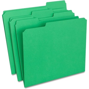 image:imageStaples Reinforced File Folders Letter Size 13Cut Tabs Assorted Colors HeavyDuty 105Point Stock 100BoxGreen