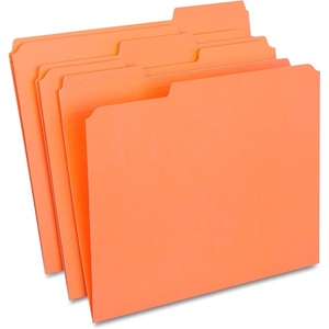 image:imageStaples Reinforced File Folders Letter Size 13Cut Tabs Assorted Colors HeavyDuty 105Point Stock 100BoxOrange