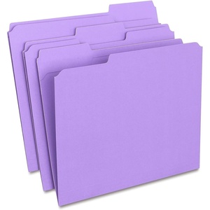 image:imageStaples Reinforced File Folders Letter Size 13Cut Tabs Assorted Colors HeavyDuty 105Point Stock 100BoxPurple