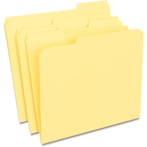 image:imageStaples Reinforced File Folders Letter Size 13Cut Tabs Assorted Colors HeavyDuty 105Point Stock 100BoxYellow