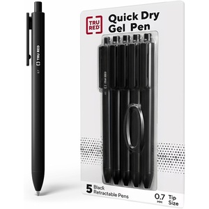 image:imageStaples TRU RED Retractable Gel Pens Medium Point 07mm Blue Ink 12 Pack  QuickDry Pens for Smooth SmearFree WritingBlack